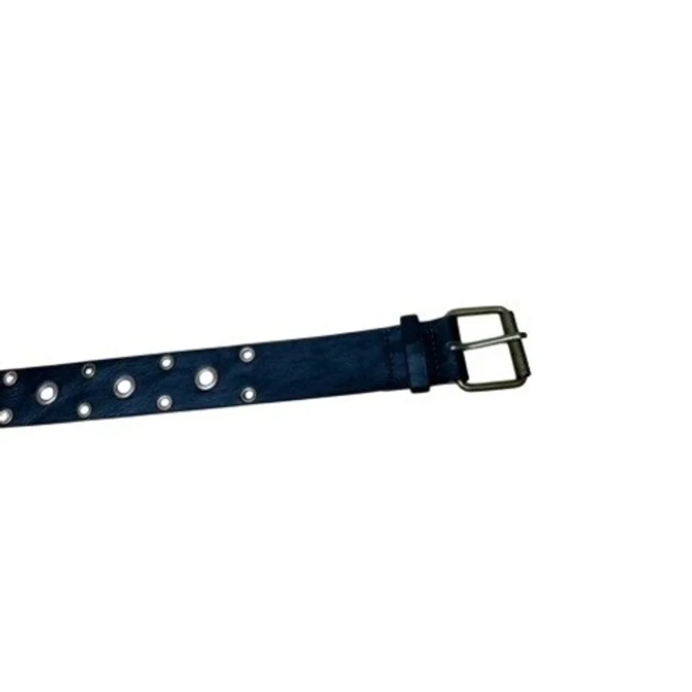 Brown Faux‎ Leather Double Grommet Belt Plus Size 1X Silver/Copper Eyelets Punk